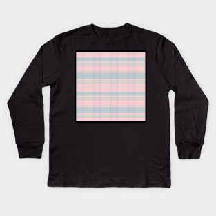 Pastel Aesthetic Calan 1 Hand Drawn Textured Plaid Pattern Kids Long Sleeve T-Shirt